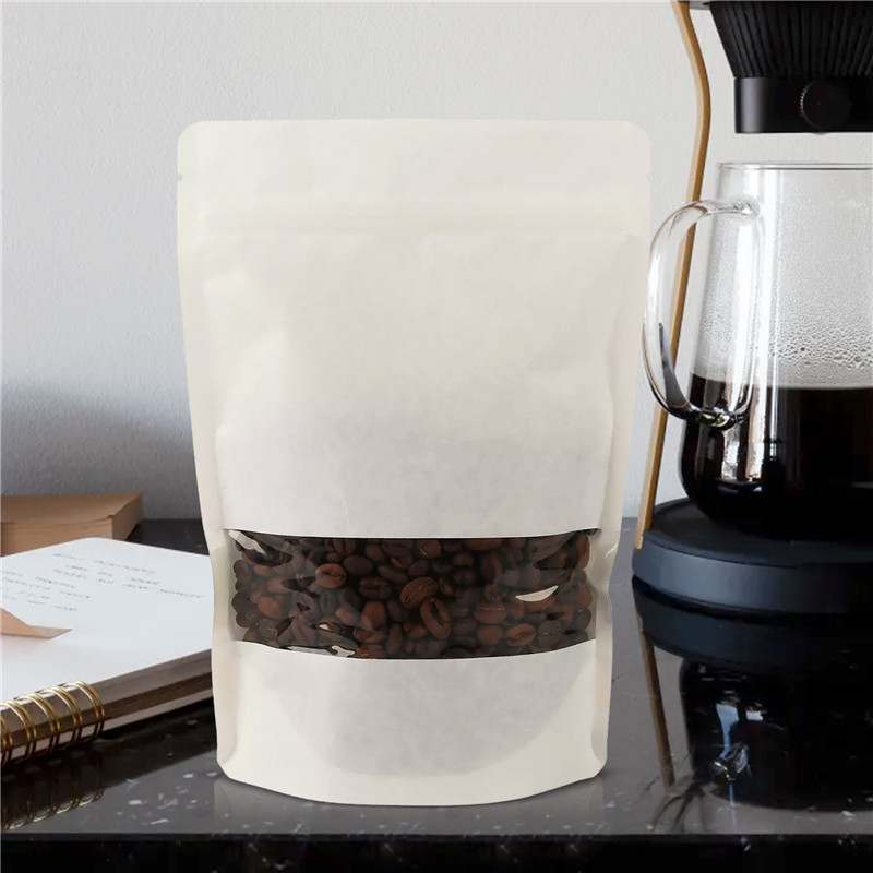 good quality 100 Cheap Recyclable Kraft Paper Stand Up Pouch Custom Coffee Bags with Window wholesale