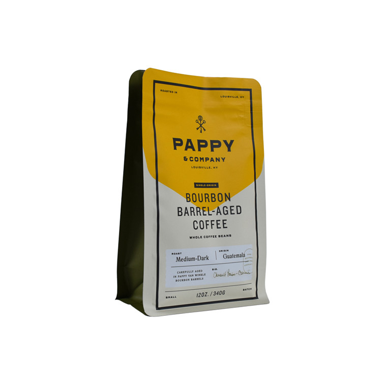 Custom Coffee Bean Bags Flat Bottom Kraft Coffee Bags With Valve