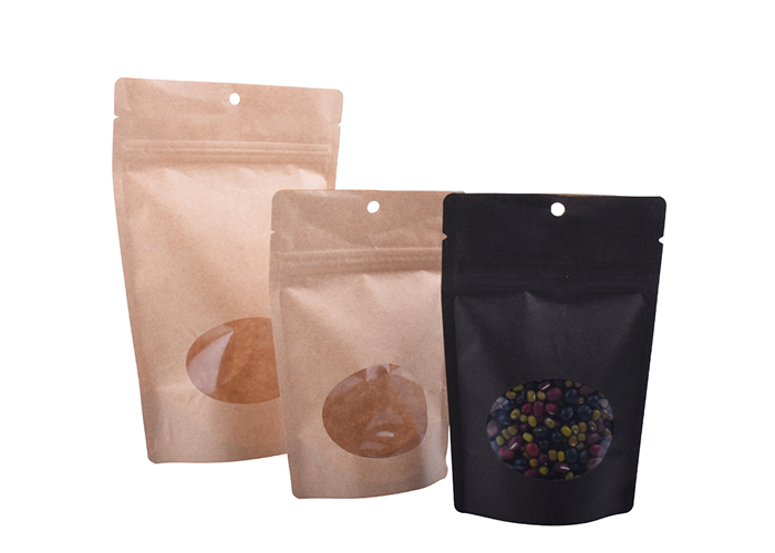 good quality Custom Food Safe Kraft Paper Ziplock 2 oz Coffee Beans Bags with Window wholesale