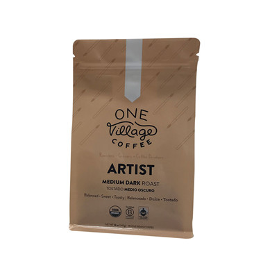 good quality Biodegradable Flat Bottom Kraft Paper Bag For Coffee With Aroma Valve wholesale