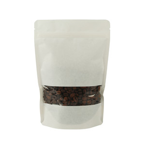 good quality Wholesale Matte White Kraft Coffee Bags With Clear Front And Back Window wholesale