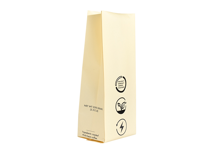 Eco Friendly Ziplock Gusset Bottom Kraft Paper 5lb Coffee Bags with Valve