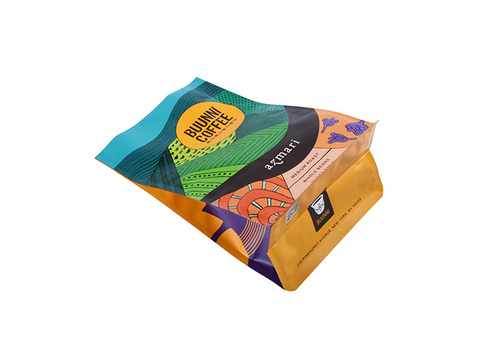 Low Carbon Footprint Recycled Digital Printed Block Bottom Coffee Zipper Bags