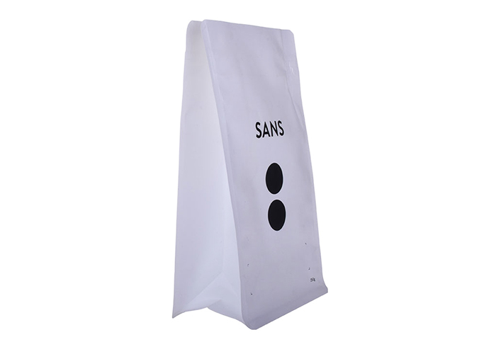 Eco Friendly Custom One-Way Valve Flat Bottom Pouch 500g Bio Coffee Bag White