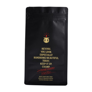 Matte Black Kraft Paper Flat Bottom Coffee Pouch With Moisture Barrier