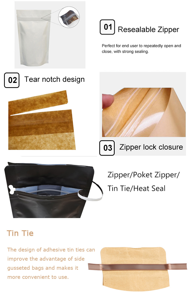 What are the sealing methods for coffee bags