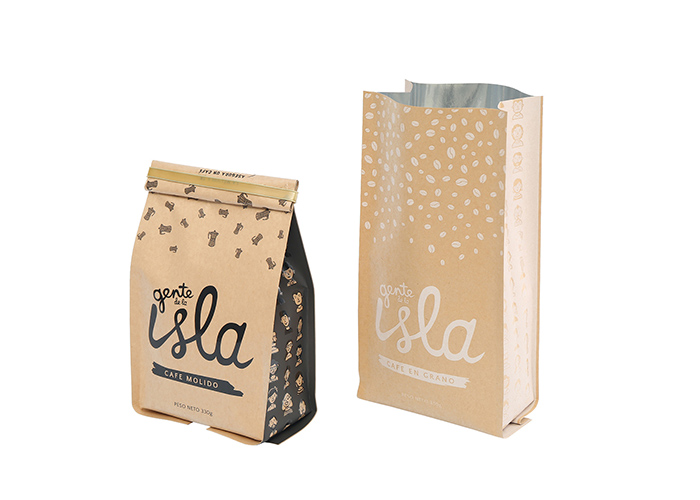 custom Food Grade Laminated Foil Kraft Paper Organic Whole bean Coffee Packaging with Valve online