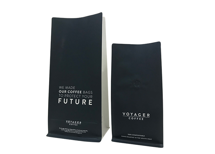 good quality Custom Printed Kraft Paper Matte Black Bio Degradable Coffee Bags with Valve wholesale