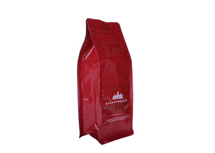 good quality Customize Aluminum Foil Red Color Flat Bottom Coffee Bag with Valve wholesale