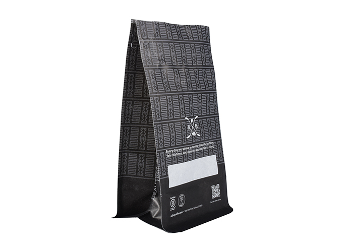 good quality Eco-friendly Zipper Seal Kraft Flat Bottom Black Coffee Pouch with Valve wholesale