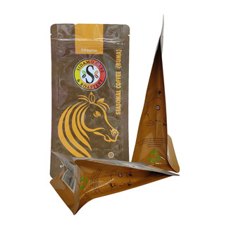 Foil-Lined Gusseted Stand-Up Block Bottom Coffee Bags With Euro-Slot For Hanging