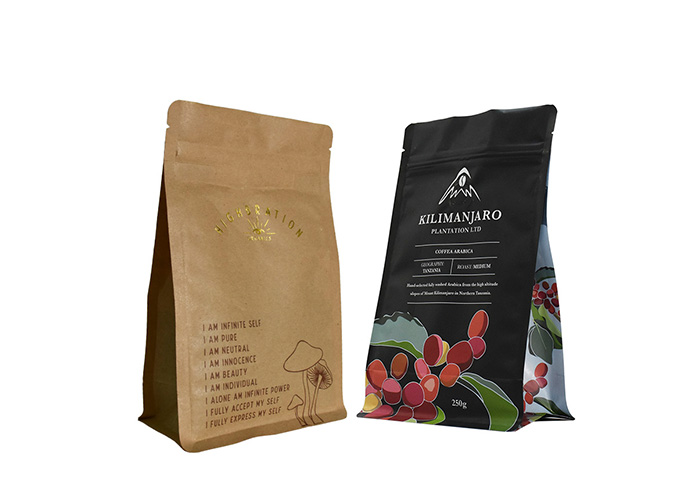 Factory Sale Resealable Top Zip Flat Bottom Eco Friendly Coffee Packaging