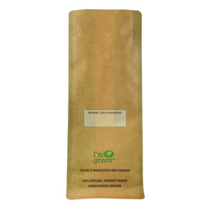 good quality Recyclable 4 Sides Kraft Oem Flat Bottom Coffee Paper Bags With Food Zipper wholesale