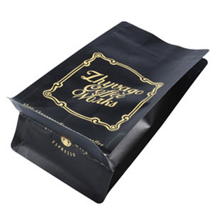 good quality Matte Black Kraft Paper Flat Bottom Coffee Pouch With Moisture Barrier wholesale