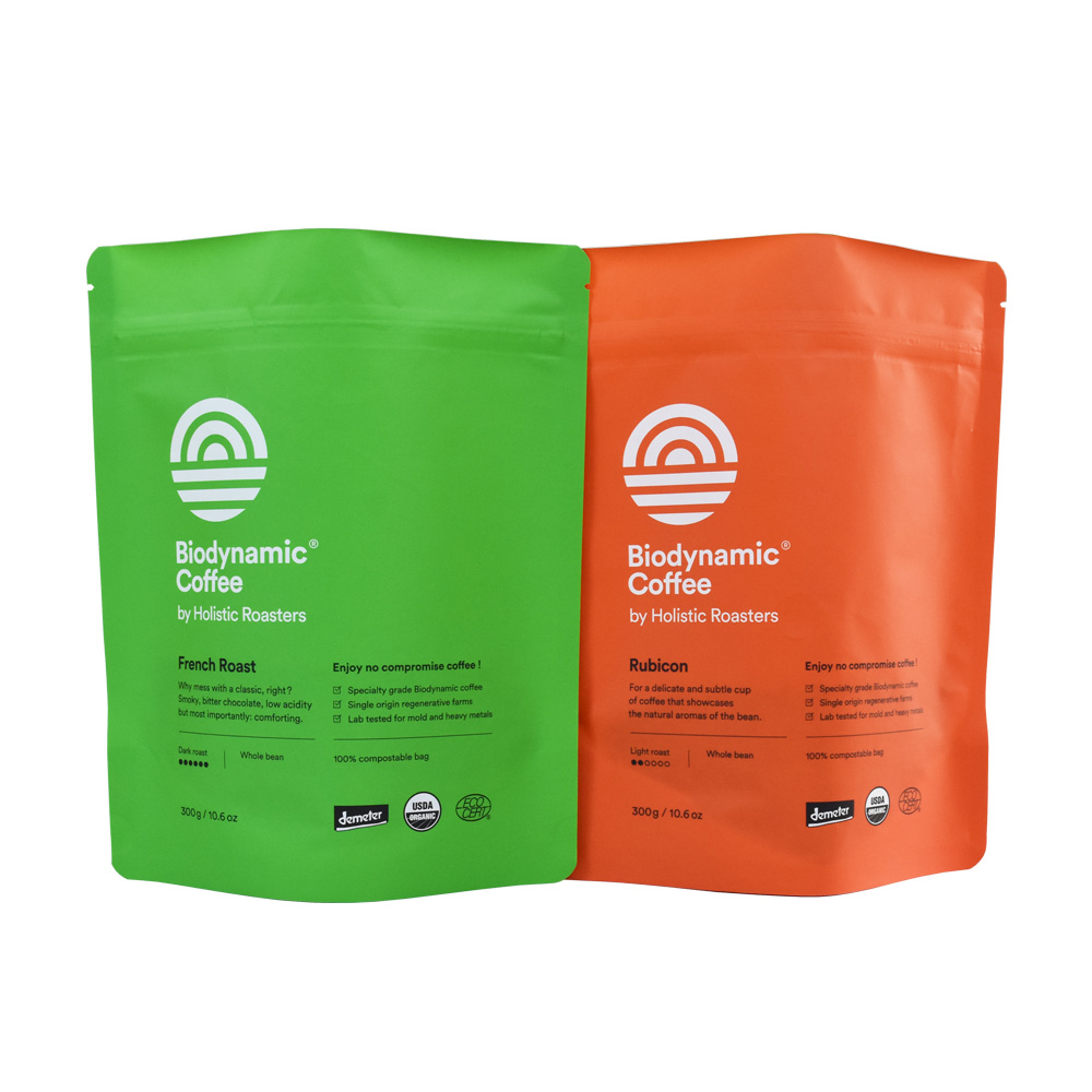 Custom Printing Matte Black 8Oz Compostable Coffee Bags With Valve