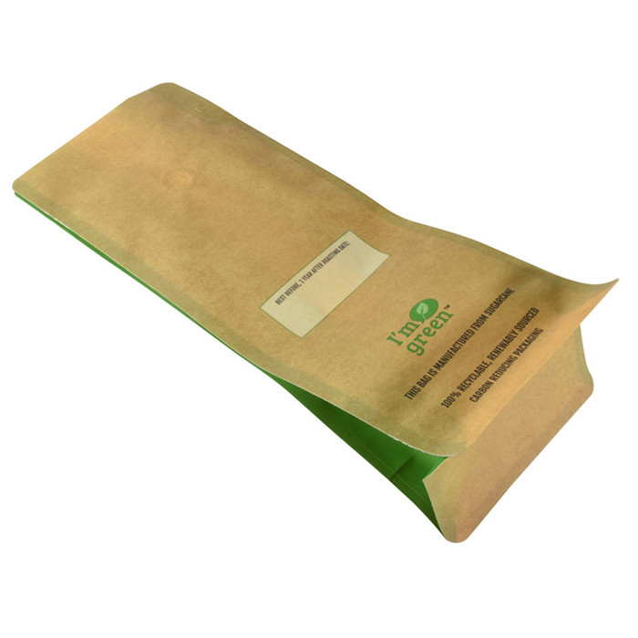 buy 8 Sides Sealed Side Gusset Custom Block Bottom Compostable Coffee Pouch With Valve on sales